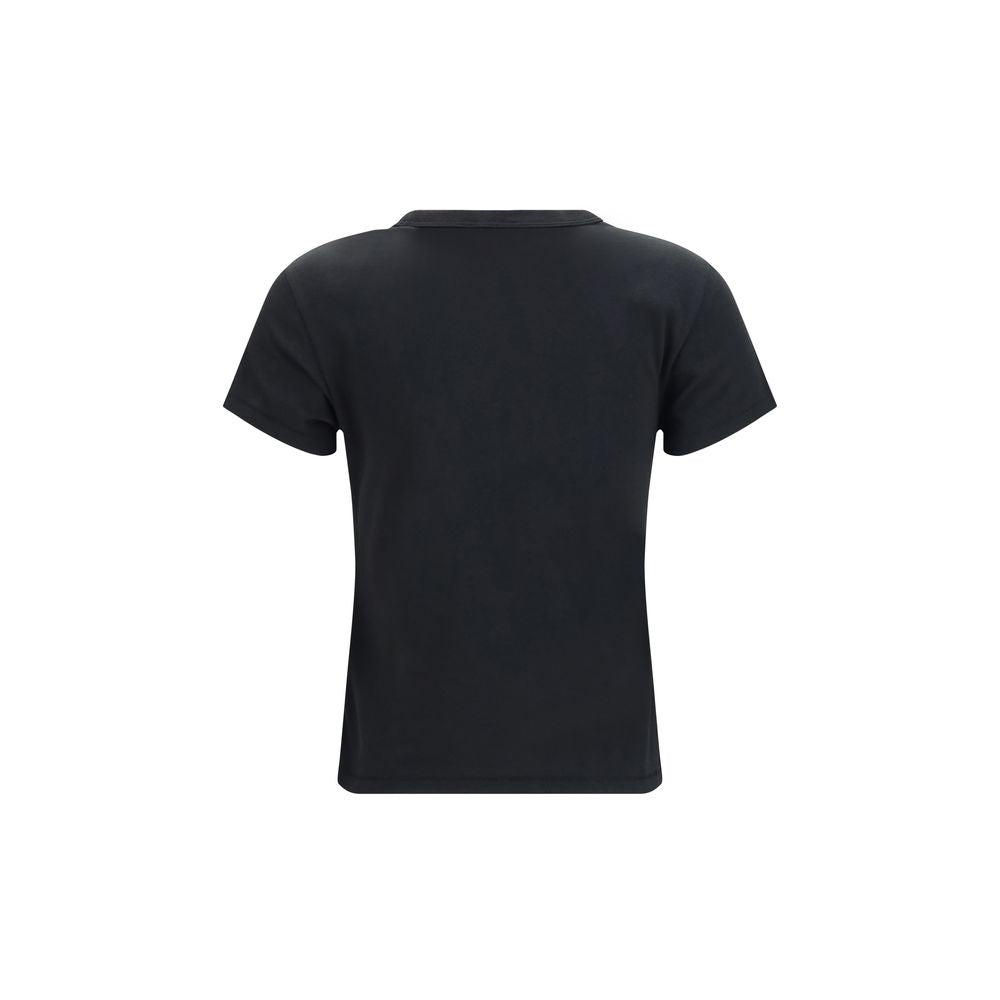 Kenzo Black Cotton T-Shirt with Tulip Embroidery