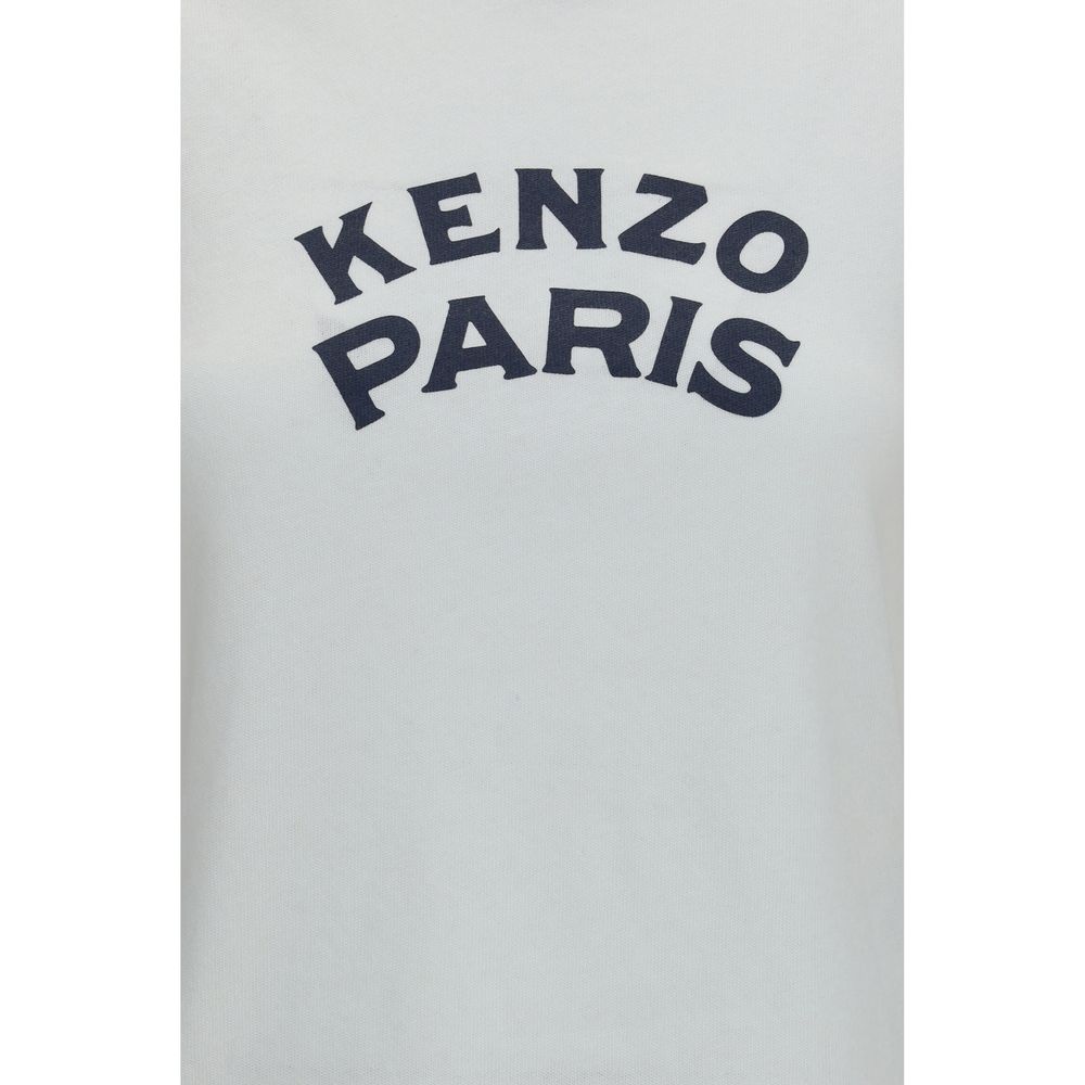 Kenzo White Cotton T-Shirt - Paris Emblem
