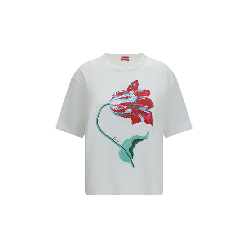 Kenzo White Cotton T-Shirt - Tulip Graphic Design