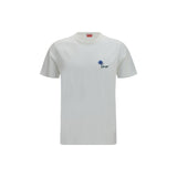 Kenzo White Cotton T-Shirt with Tulip Embroidery