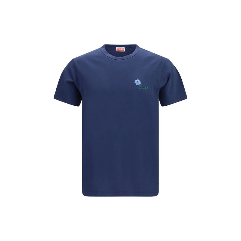 Kenzo Blue Tulip Embroidered Cotton T-Shirt
