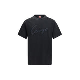 Kenzo Black Cotton T-Shirt - Embroidered Signature Design