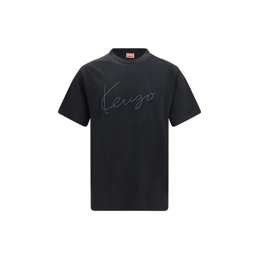 Kenzo Black Cotton T-Shirt - Embroidered Signature Design