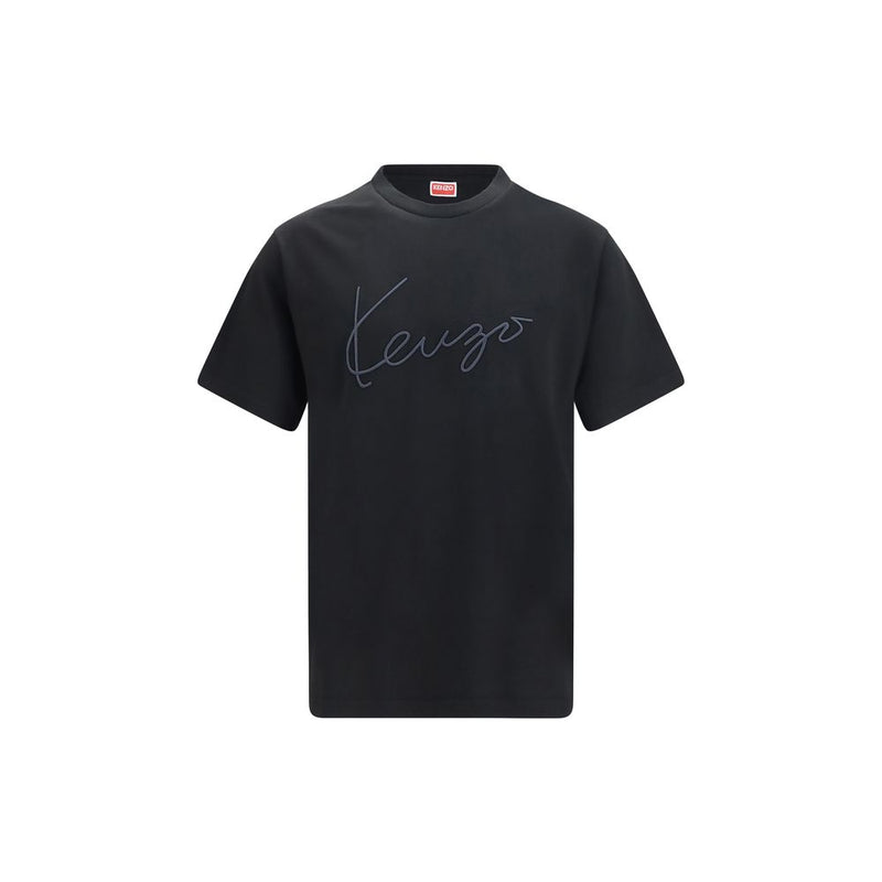 Kenzo Black Cotton T-Shirt - Embroidered Signature Design