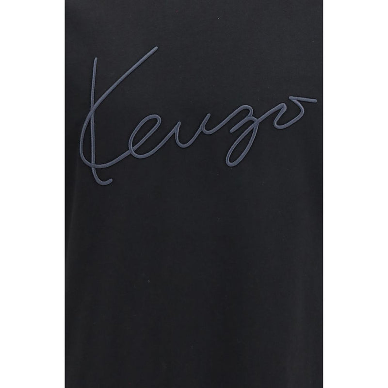 Kenzo Black Cotton T-Shirt - Embroidered Signature Design