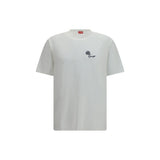 Kenzo White Cotton T-Shirt with Tulip Embroidery