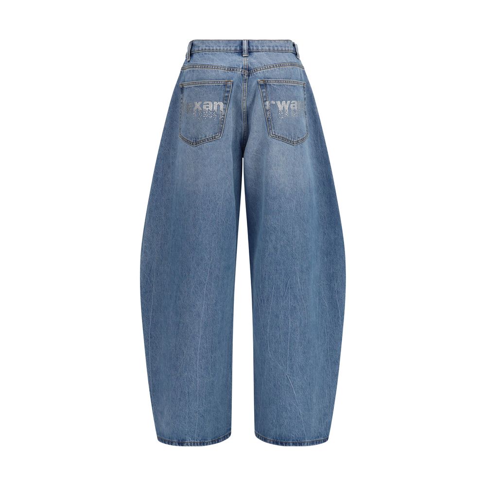 Alexander Wang Crystal Balloon Jeans in Blue Cotton