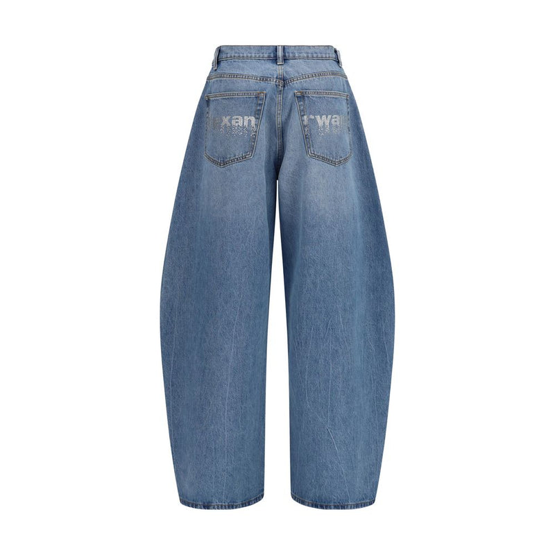 Alexander Wang Crystal Balloon Jeans in Blue Cotton