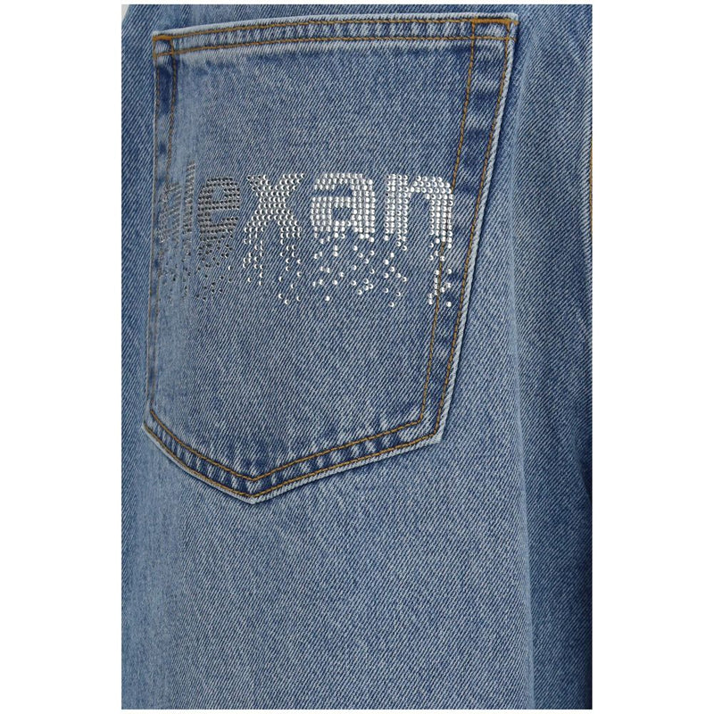 Alexander Wang Crystal Balloon Jeans in Blue Cotton