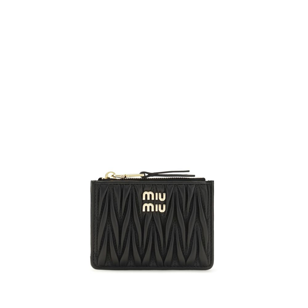 Portefeuille Miu Miu noir en agneau Ovis Aries Aries