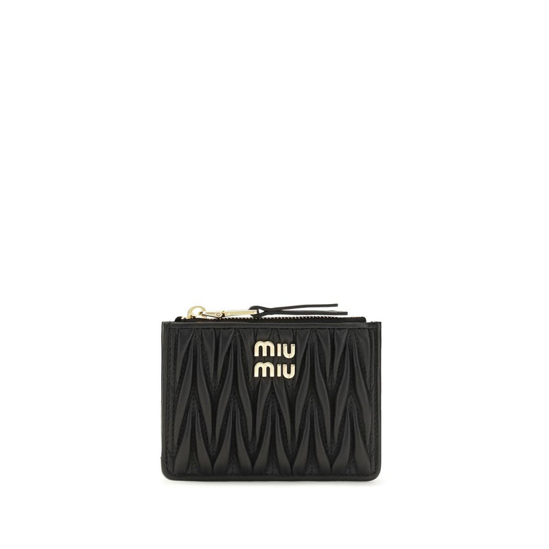 Portefeuille Miu Miu noir en agneau Ovis Aries Aries