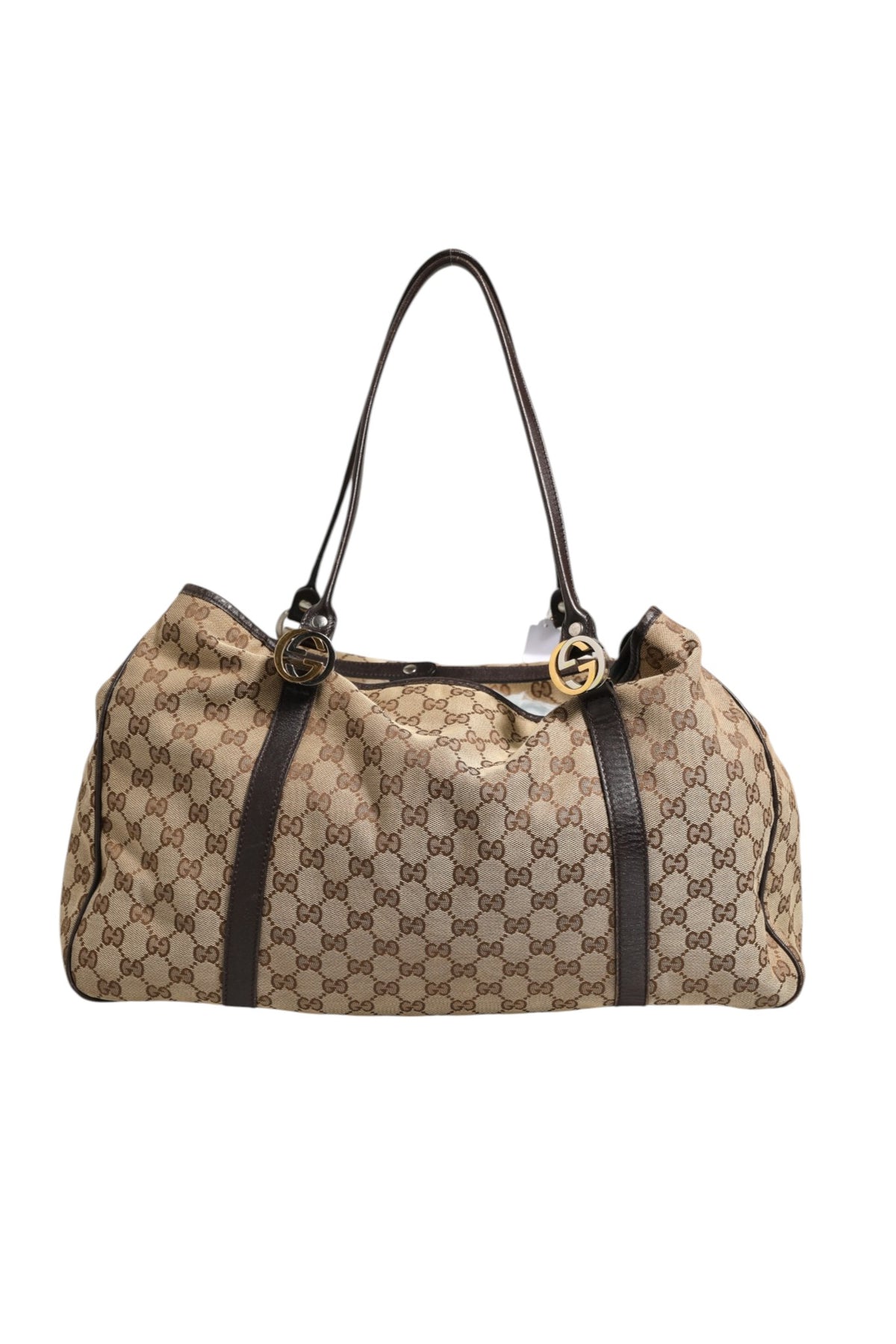 Sac cabas moyen Gucci Twins en toile beige et noire