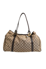 Sac cabas moyen Gucci Twins en toile beige et noire