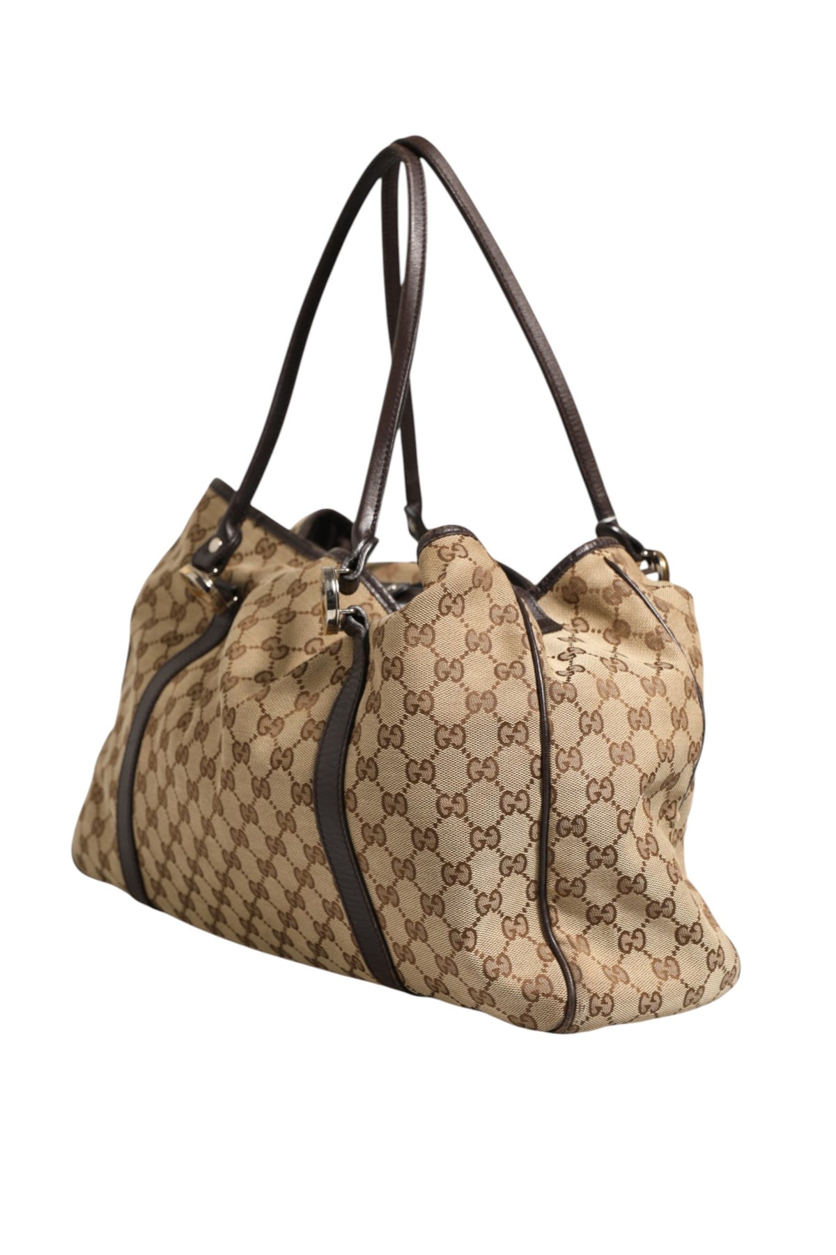 Sac cabas moyen Gucci Twins en toile beige et noire