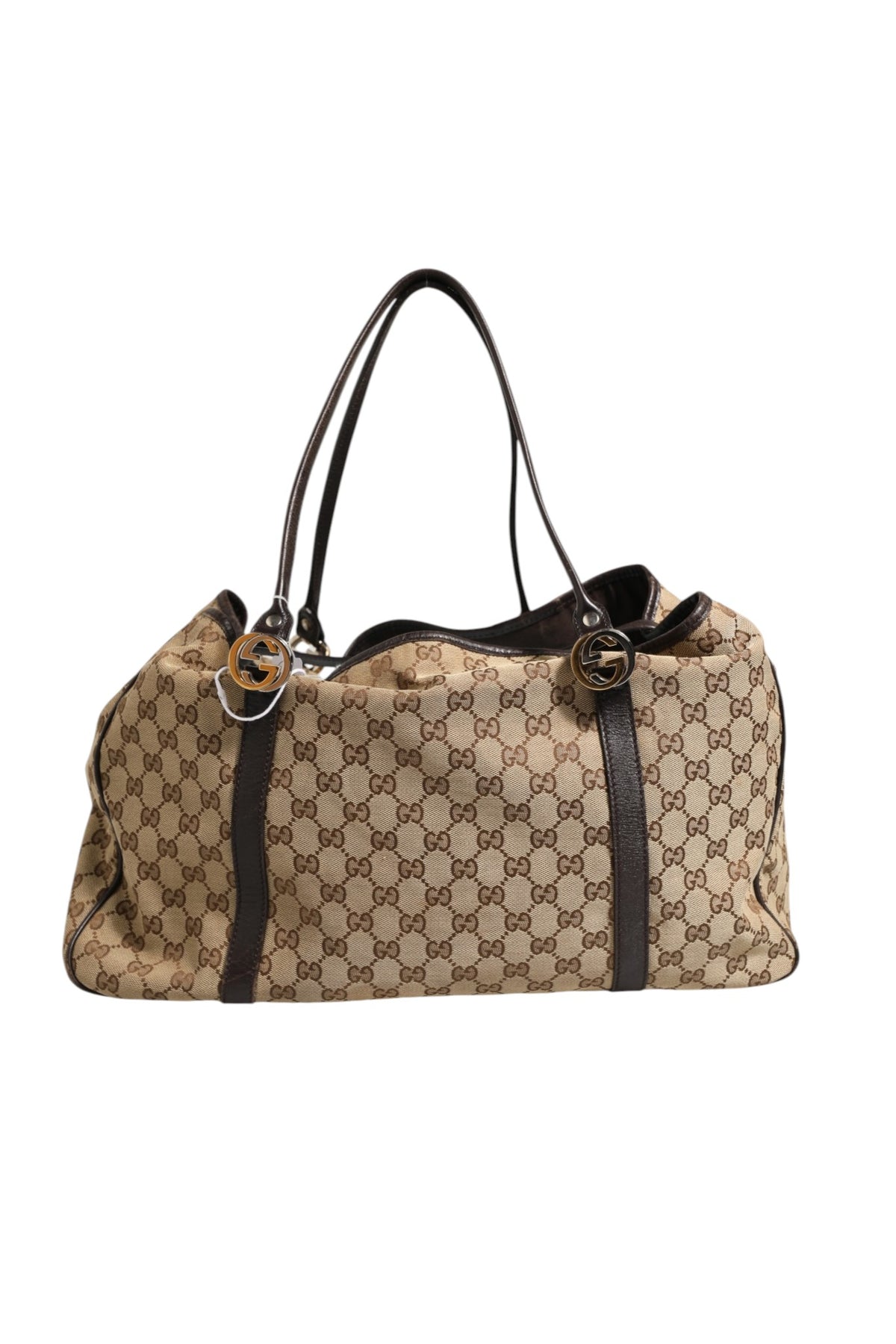 Sac cabas moyen Gucci Twins en toile beige et noire