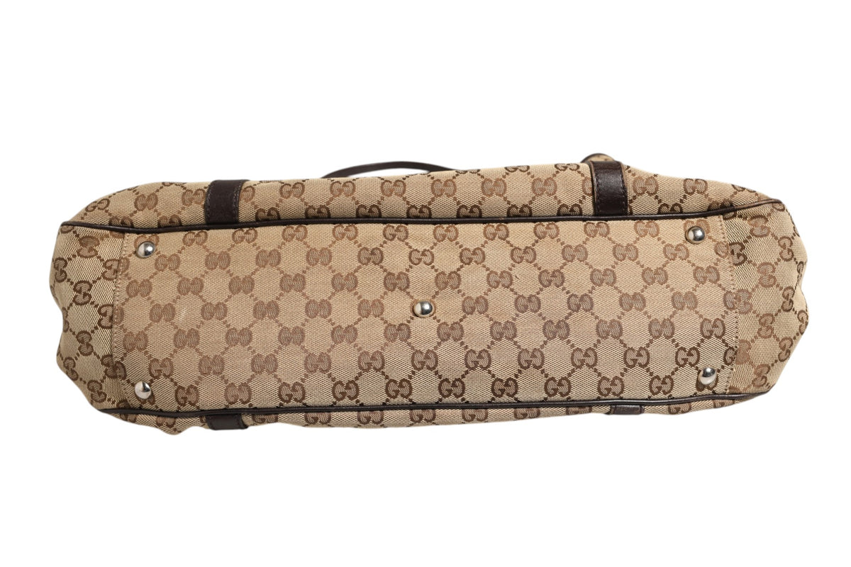 Sac cabas moyen Gucci Twins en toile beige et noire