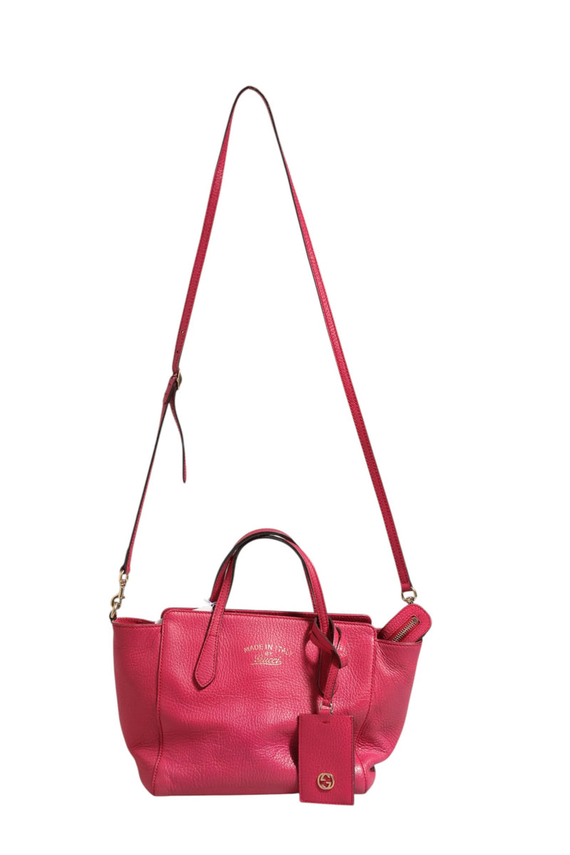 Gucci Swing Leather 2Way Tote Bag - Fuchsia Pink