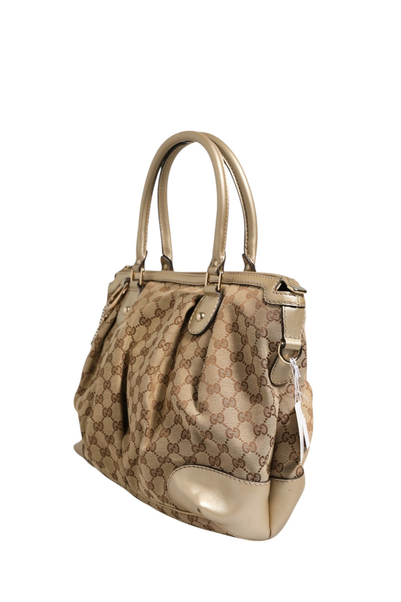 Gucci Canvas Sukey Satchel - Beige