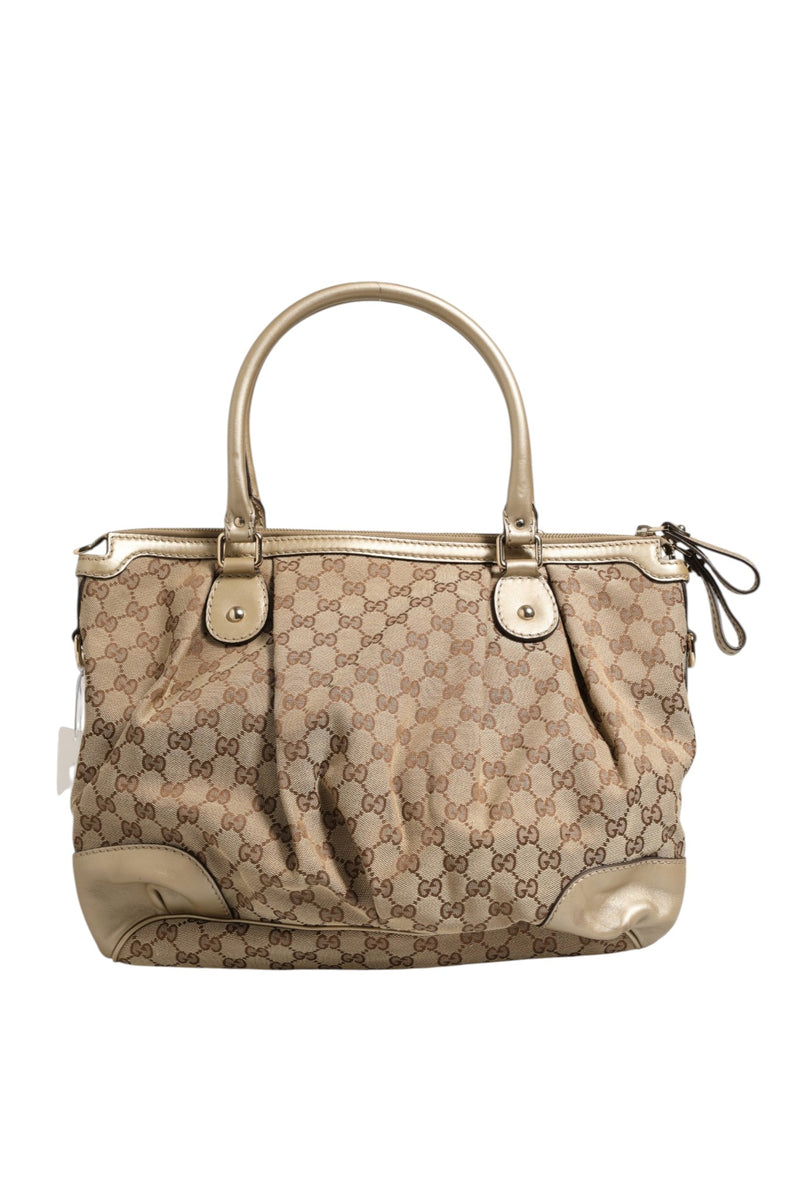 Gucci Canvas Sukey Satchel - Beige