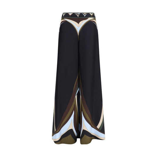 Pantalon évasé noir en soie Emilio Pucci