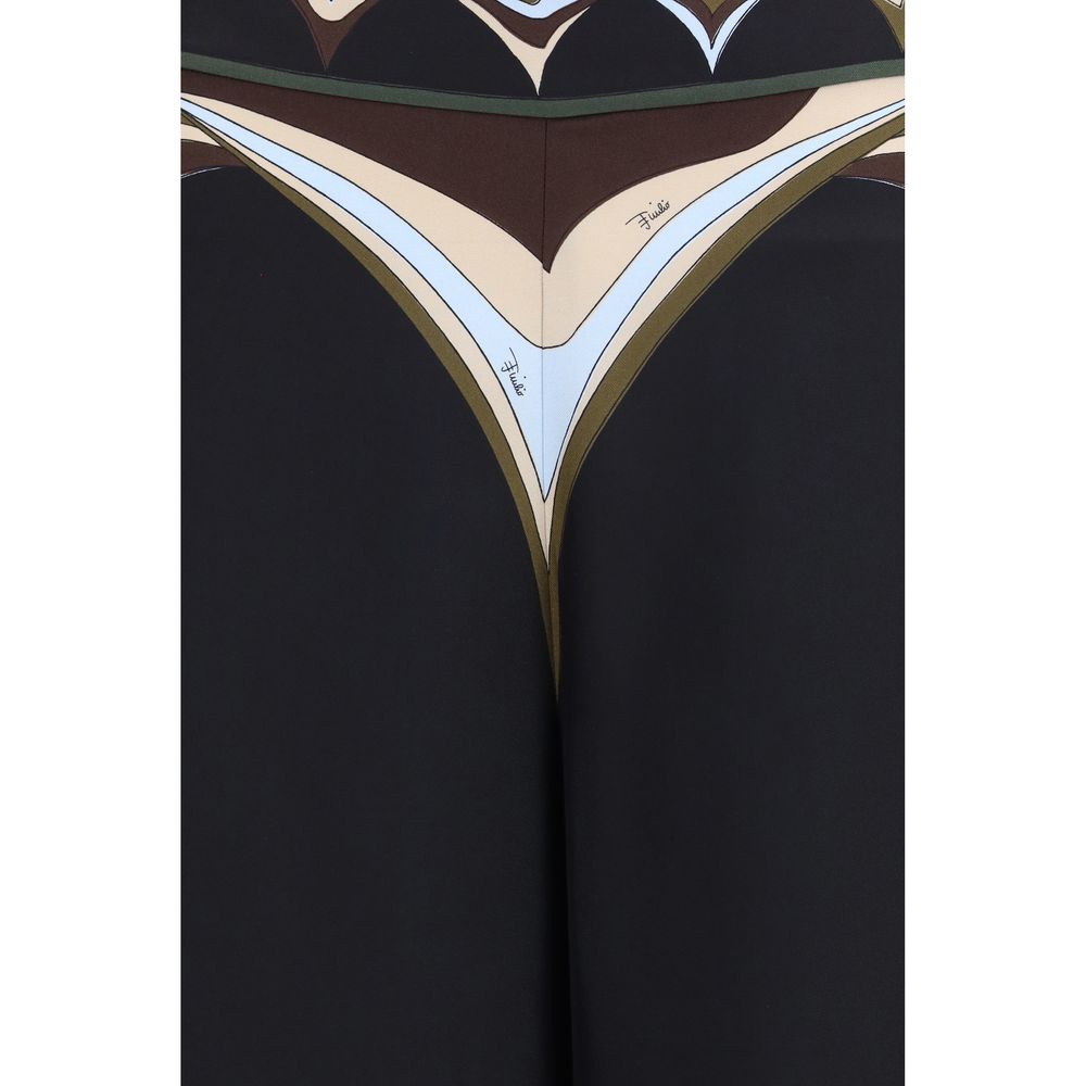 Pantalon évasé noir en soie Emilio Pucci
