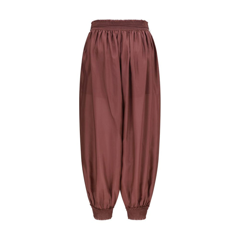 Zimmermann Aster Harem Trousers - Bordeaux Silk Casual Pants