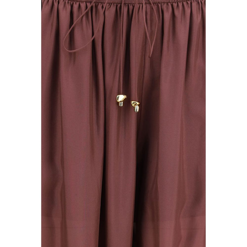 Zimmermann Aster Harem Trousers - Bordeaux Silk Casual Pants