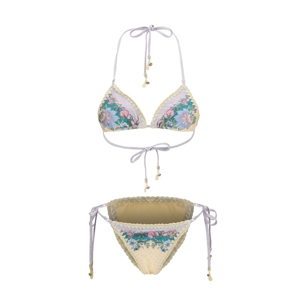 Zimmermann Indra Beige Polyamide Bikini with Crochet Detail