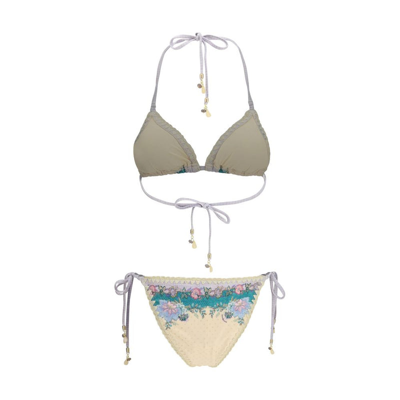Zimmermann Indra Beige Polyamide Bikini with Crochet Detail