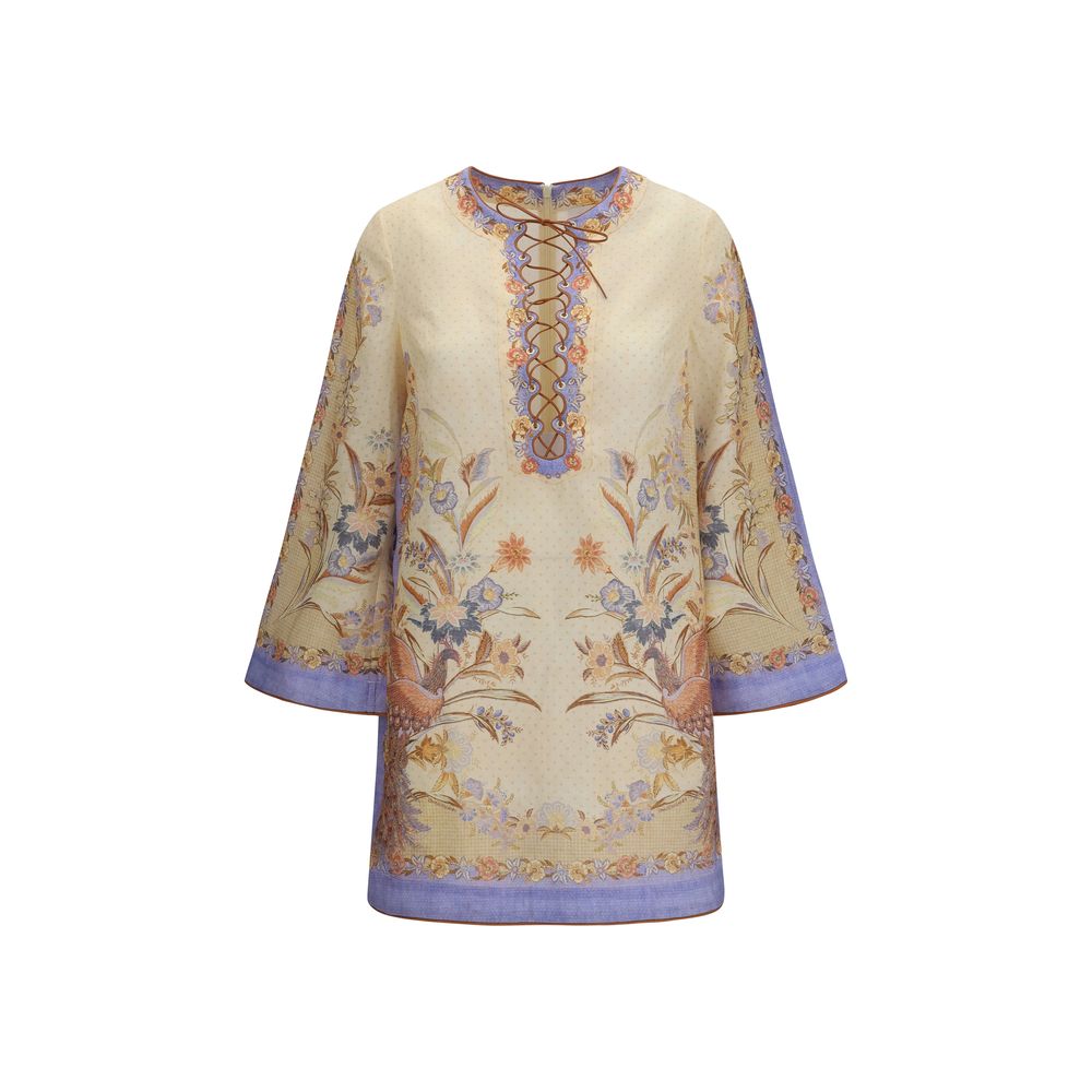 Zimmermann Indra Floral Tunic Dress - Multicolor Linen