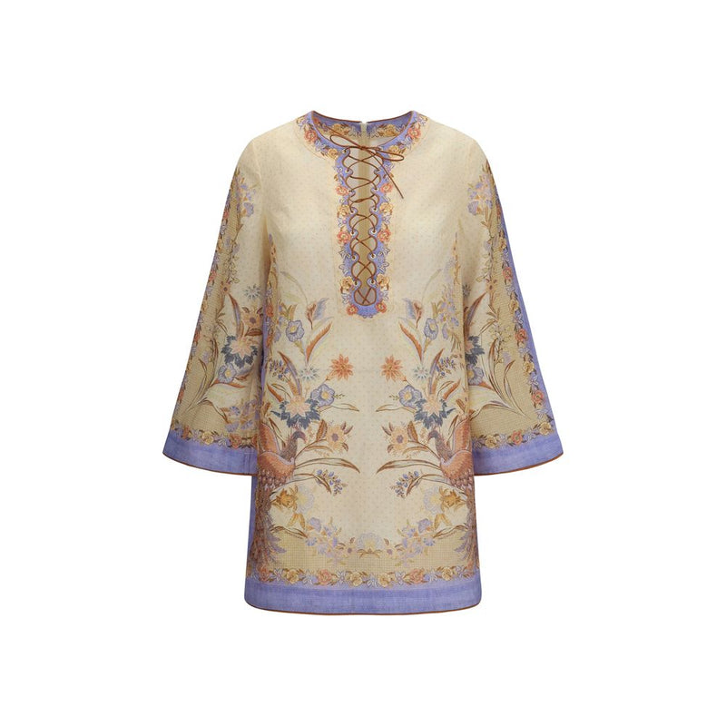 Zimmermann Indra Floral Tunic Dress - Multicolor Linen