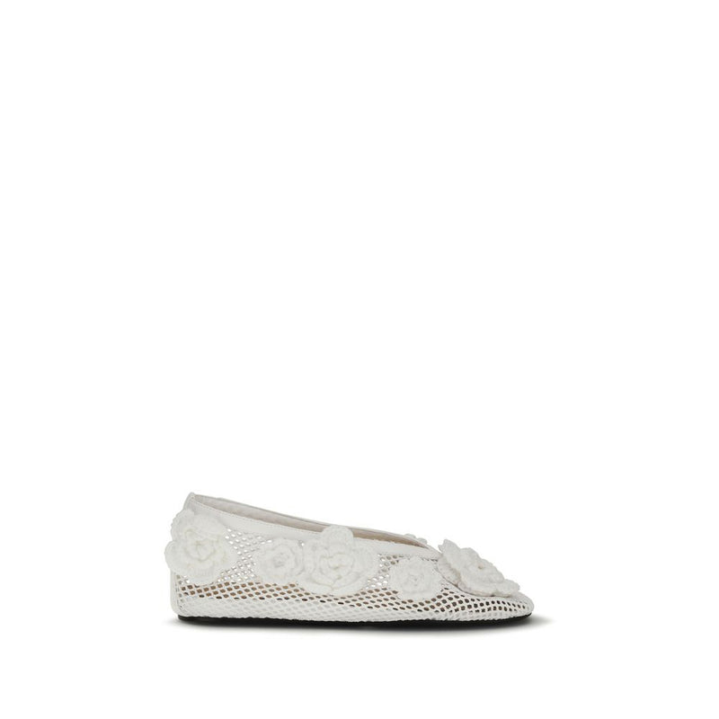 Ganni White Polyethylene Ballet Flats - Jenny Mesh Ballerinas
