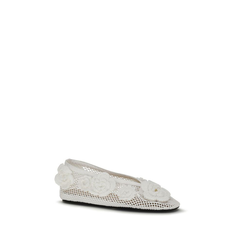 Ganni White Polyethylene Ballet Flats - Jenny Mesh Ballerinas