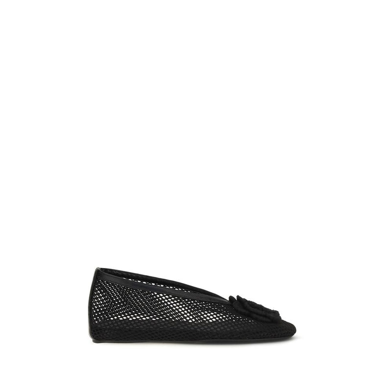 Ganni Black Polyethylene Ballet Flats - Jenny Mesh Ballerinas