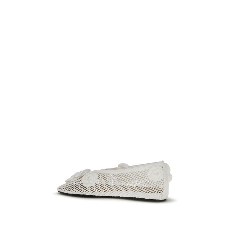 Ganni White Polyethylene Ballet Flats - Jenny Mesh Ballerinas