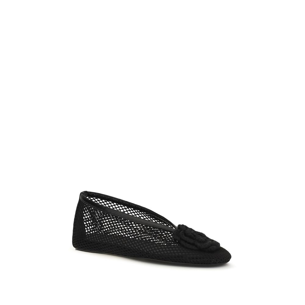 Ganni Black Polyethylene Ballet Flats - Jenny Mesh Ballerinas
