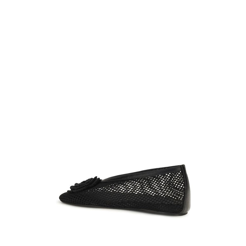 Ganni Black Polyethylene Ballet Flats - Jenny Mesh Ballerinas