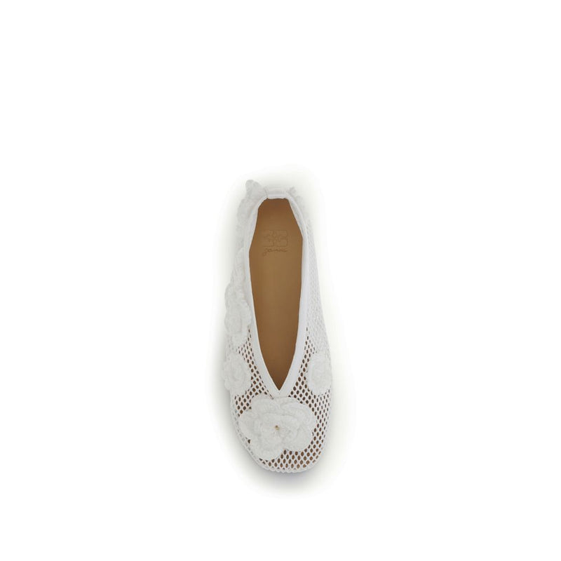 Ganni White Polyethylene Ballet Flats - Jenny Mesh Ballerinas