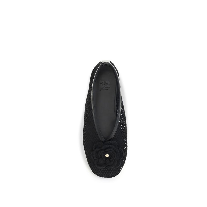Ganni Black Polyethylene Ballet Flats - Jenny Mesh Ballerinas
