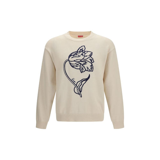 Kenzo Beige Cotton Sweatshirt - Tulip Motif