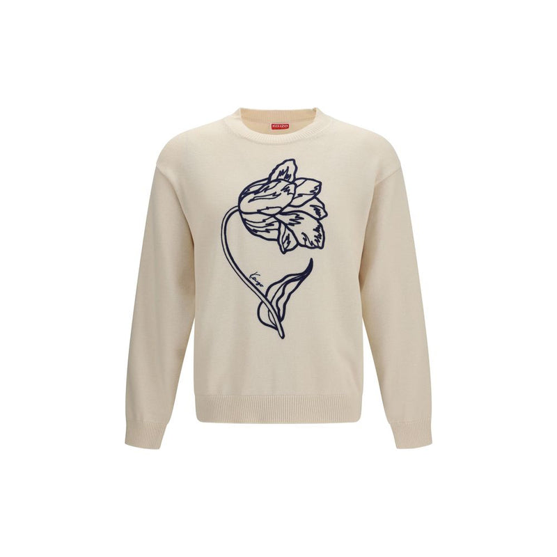 Kenzo Beige Cotton Sweatshirt - Tulip Motif