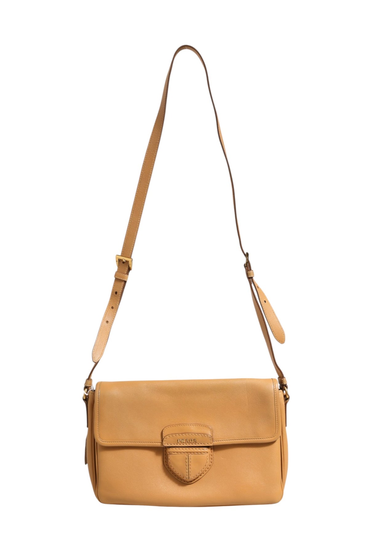 Sac à bandoulière Prada Sidonie en cuir grainé beige