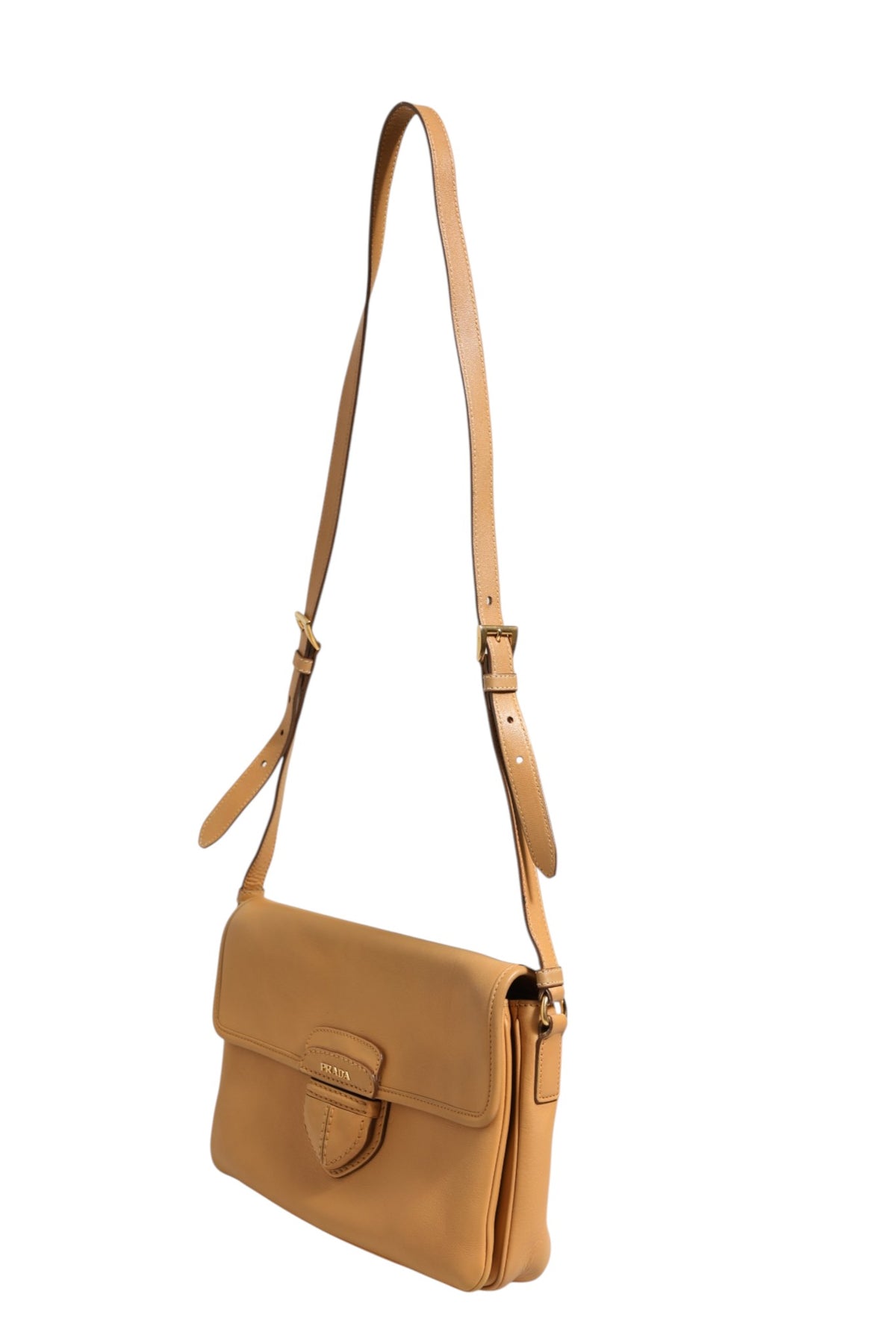 Sac à bandoulière Prada Sidonie en cuir grainé beige