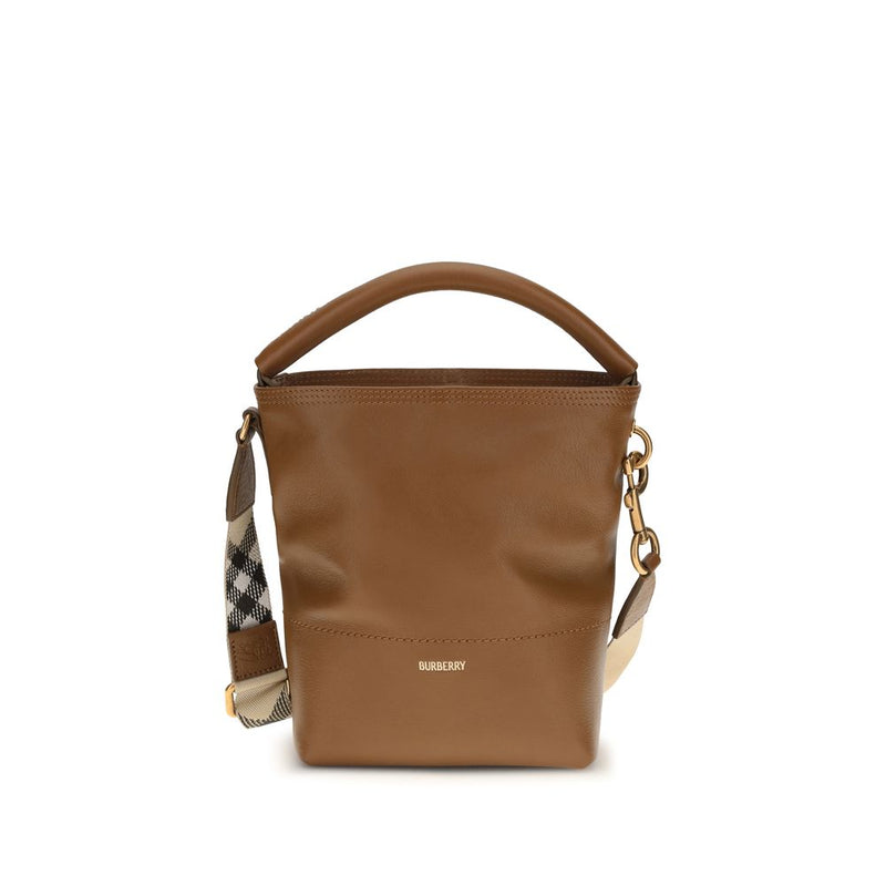 Burberry Brown Calf Leather B Clip Bucket Bag