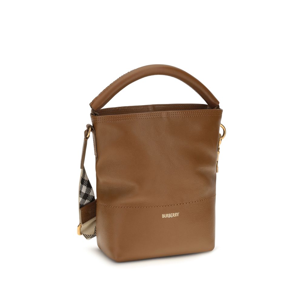 Burberry Brown Calf Leather B Clip Bucket Bag