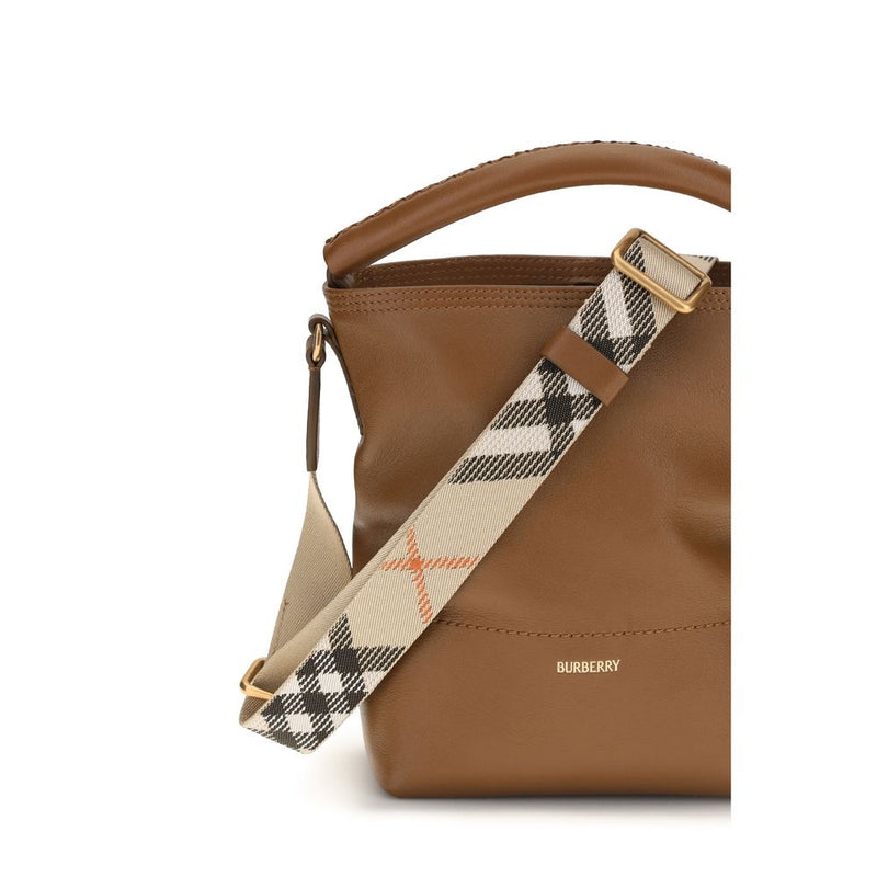 Burberry Brown Calf Leather B Clip Bucket Bag