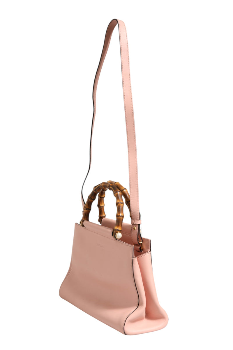 Gucci Pink And White Calfskin Small Nymphaea Top Handle Bag