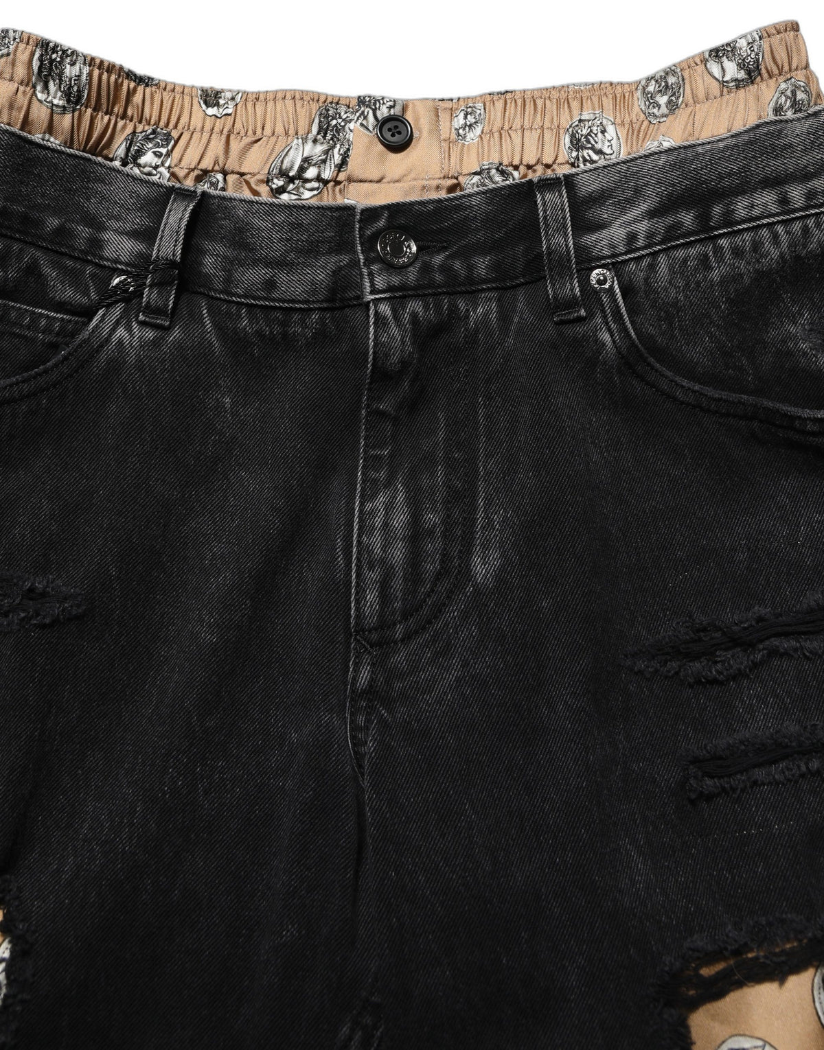 Dolce & Gabbana Black Distressed Cotton Straight Denim Jeans