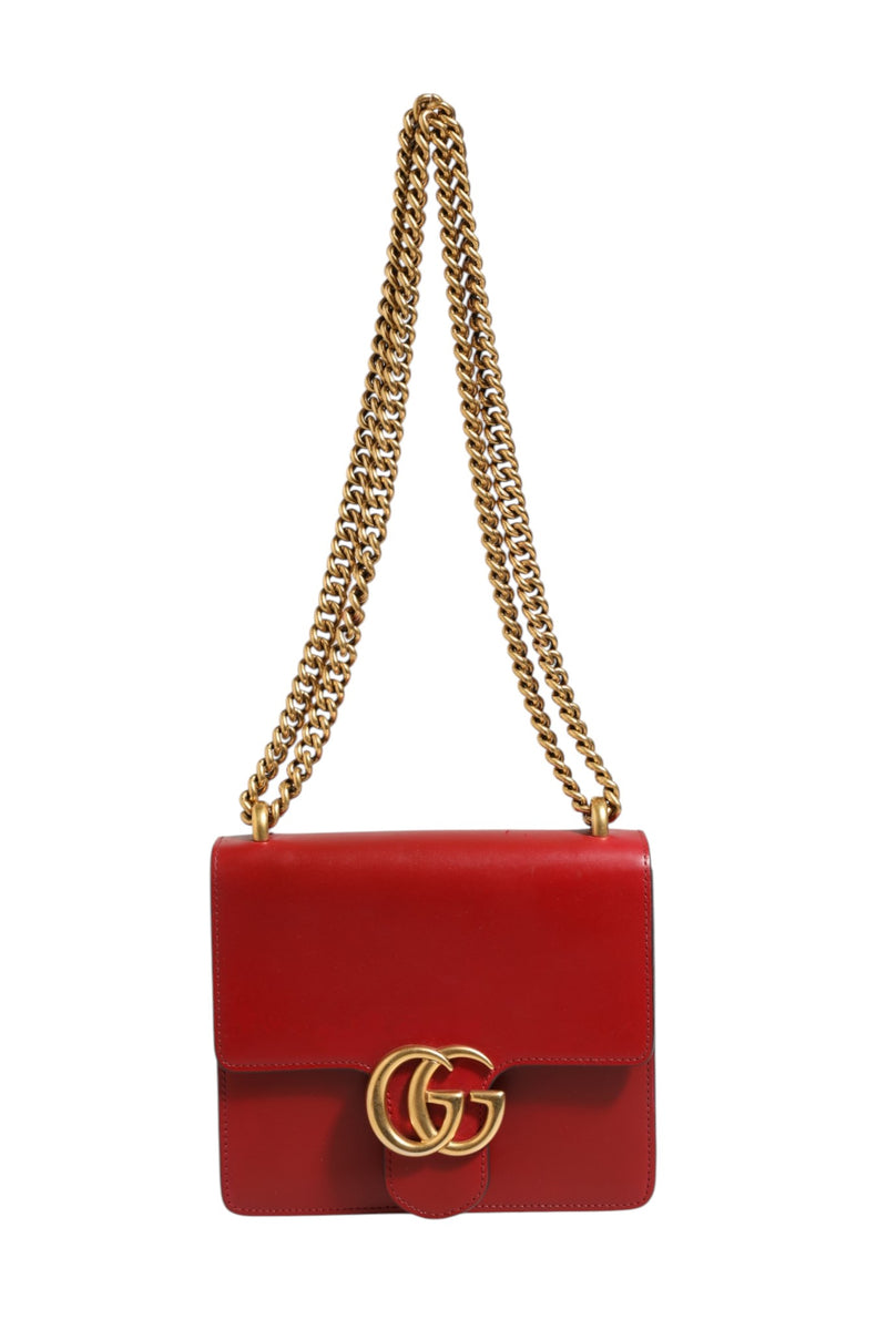 Gucci Marmont Small Shoulder Bag in Rosso Ancora Red Leather