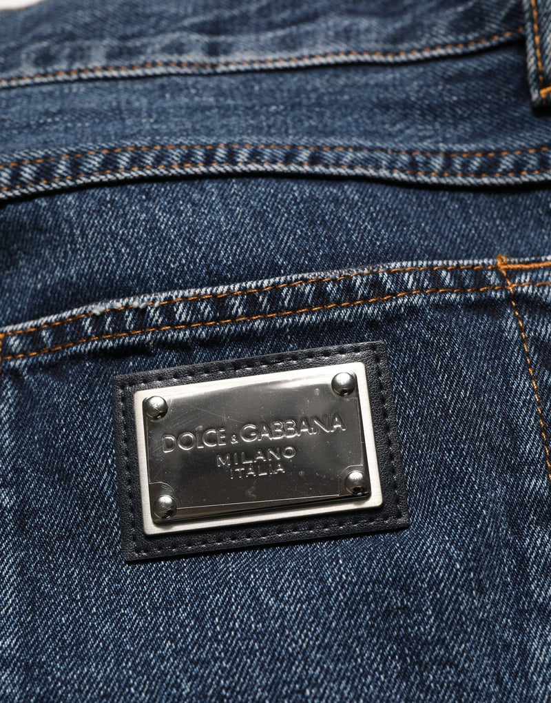 Dolce & Gabbana Dark Blue Washed MidWaist Straight Denim Jeans